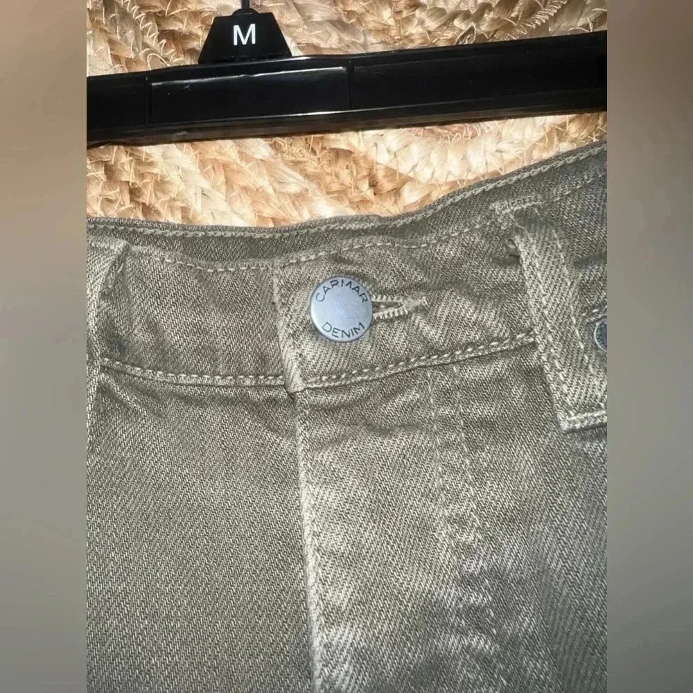 Carmar Los Angeles Denim Women's Army Green Ripped Shorts, Size 27,Rare,Vintage - Picture 2 of 8